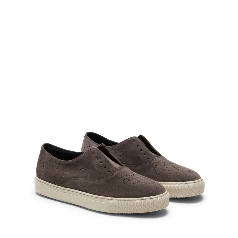 Sneaker Hobo Sport in suede da donna color acciaio made by Fratelli Rossetti