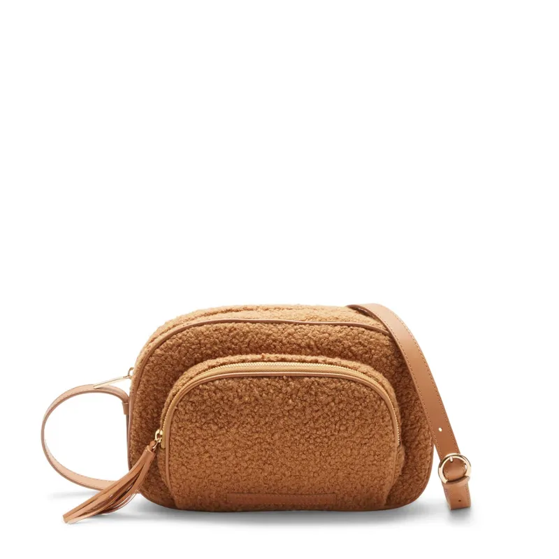 Borsa Brera a tracolla in pelle e tessuto color noce made by Fratelli Rossetti