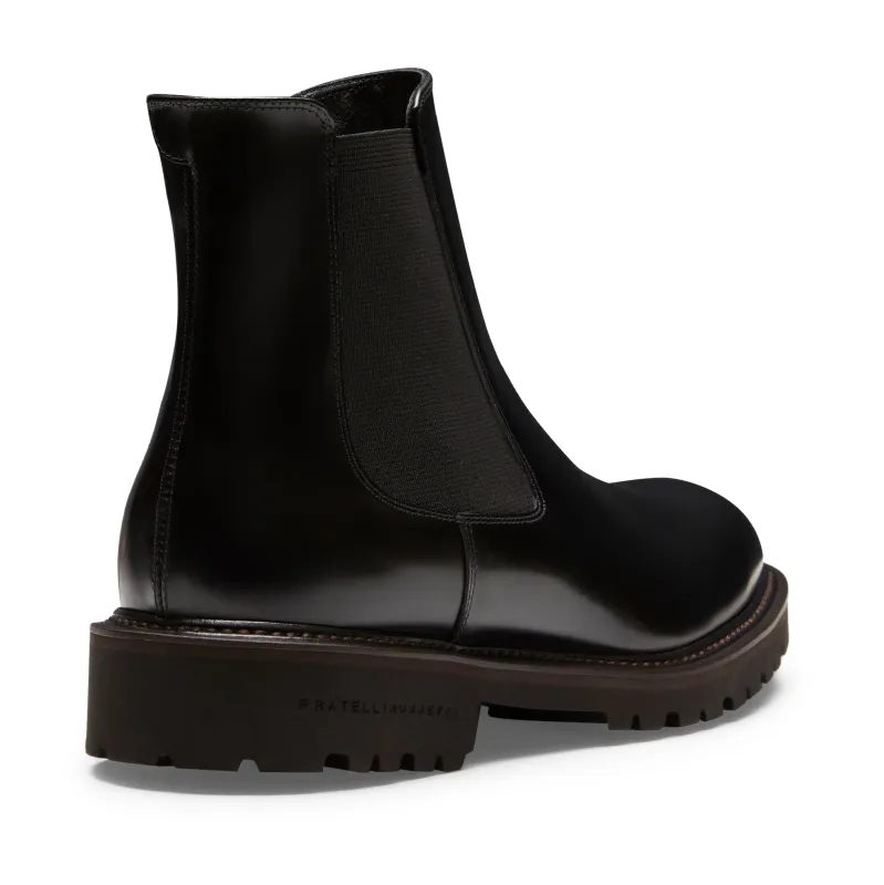 Chelsea boot da donna in pelle nera made by Fratelli Rossetti
