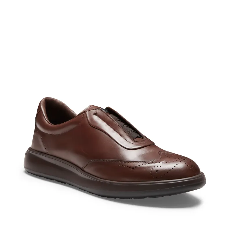 Sneaker brogue in pelle da uomo color mandorla made by Fratelli Rossetti
