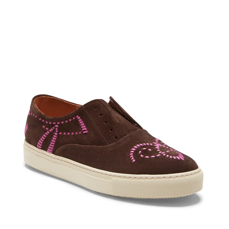 Sneaker Hobo Sport in suede da donna color cacao made by Fratelli Rossetti
