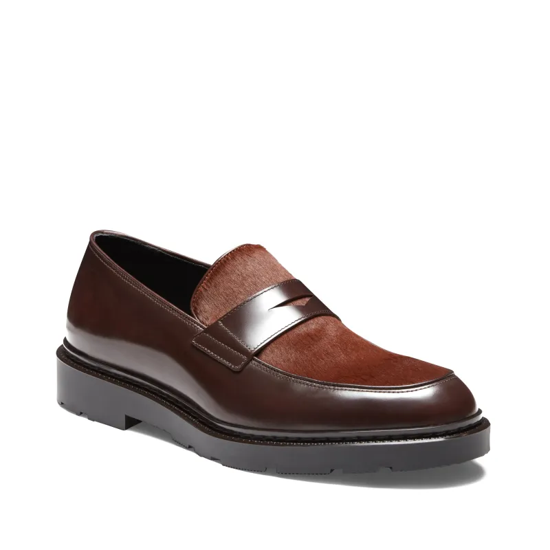 Mocassino in pelle da uomo marrone e cognac made by Fratelli Rossetti