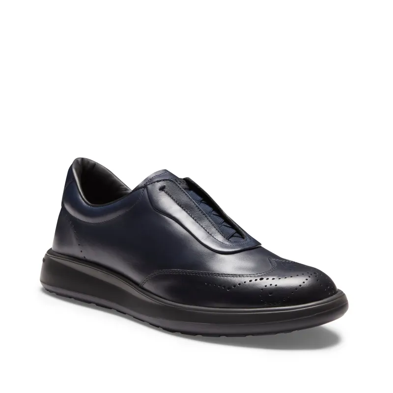 Sneaker brogue in pelle da uomo blu marine made by Fratelli Rossetti