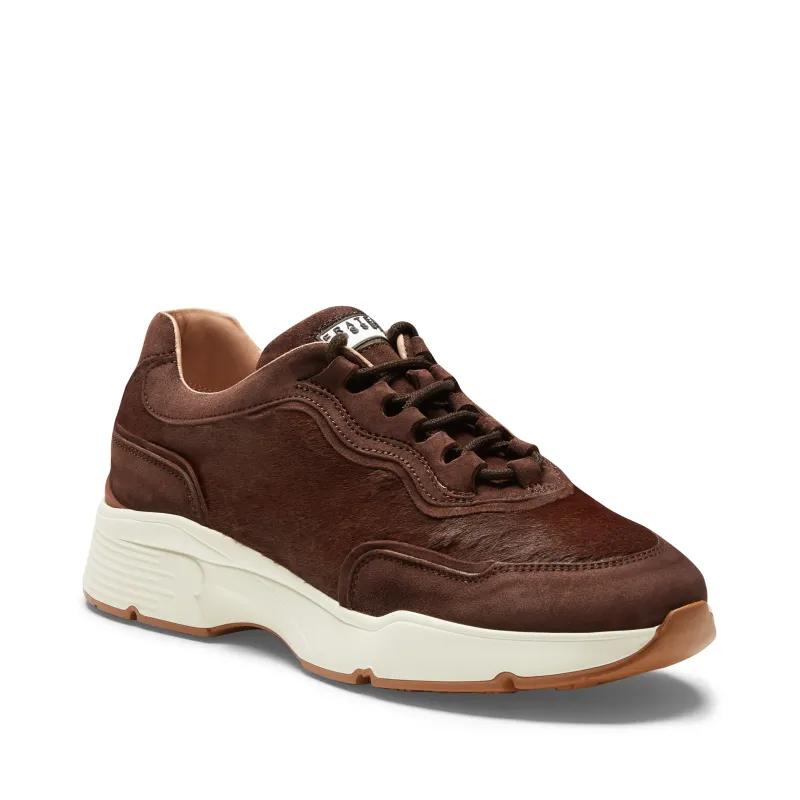 Sneaker in pelle e suede da donna color castagna made by Fratelli Rossetti