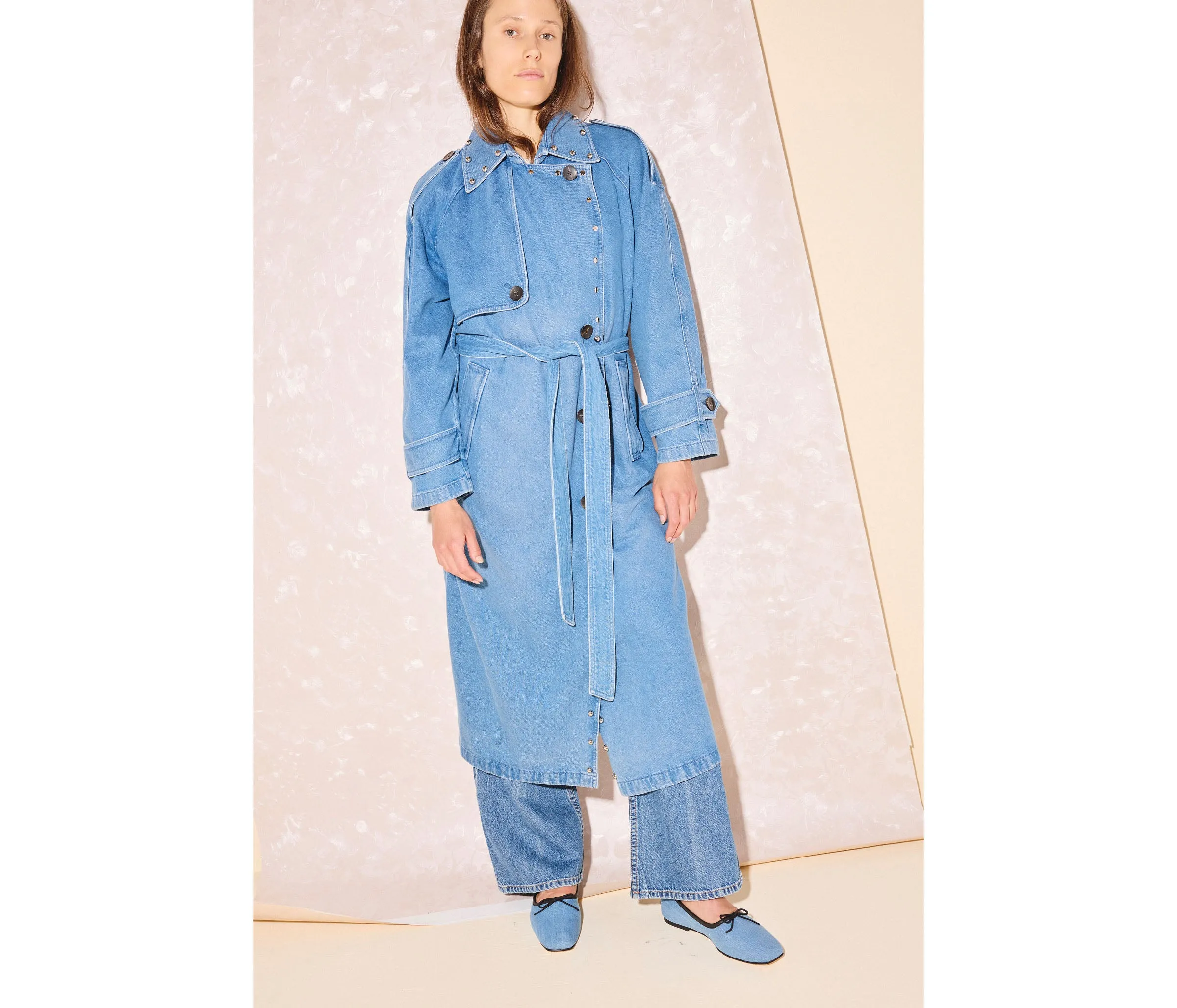 FS x DEREK LAM 10 CROSBY STUDDED DENIM TRENCH COAT sold by Freda Salvador product image thumbnail 2