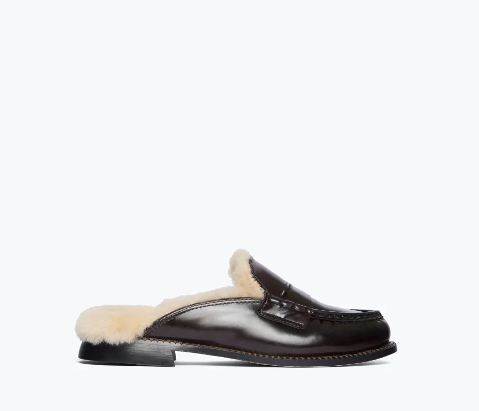 TEMI SHEARLING PENNY LOAFER MULE made by Freda Salvador