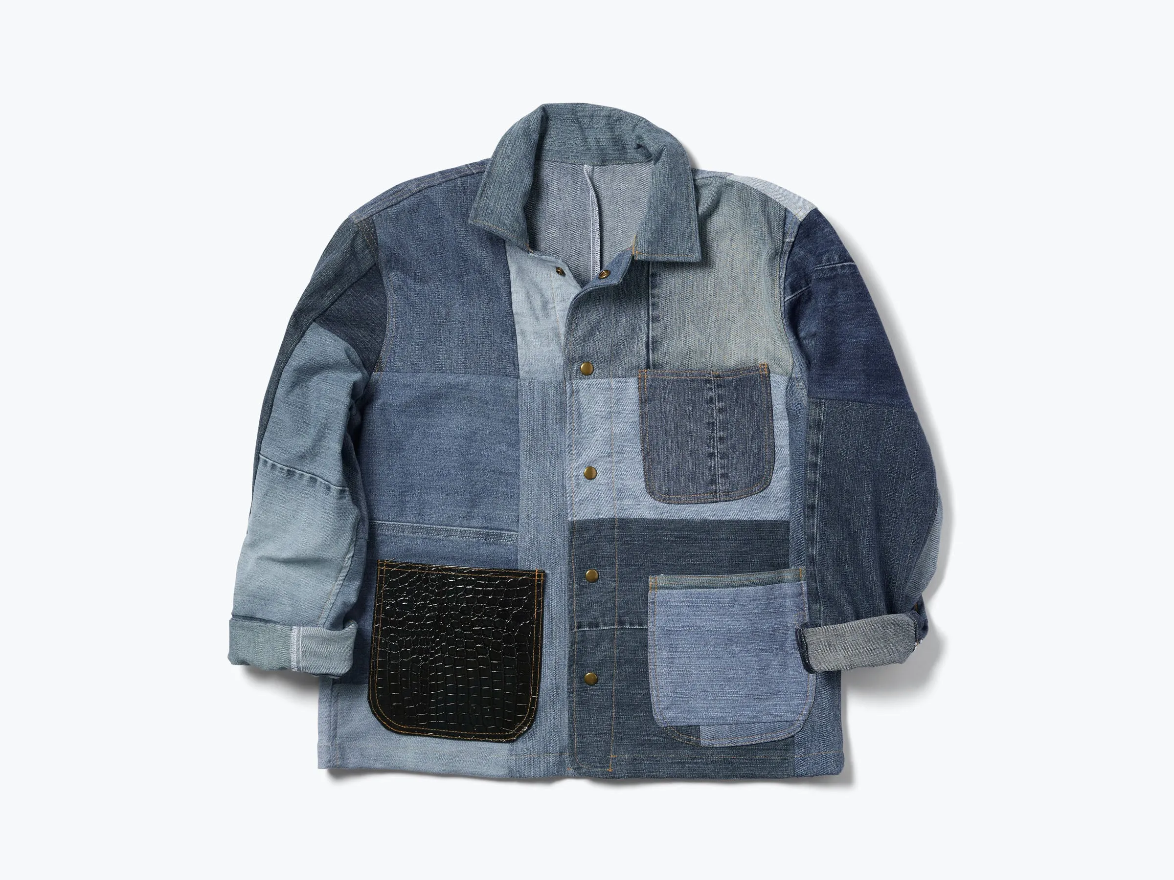 PATCHWORK DENIM CHORE COAT sold by Freda Salvador