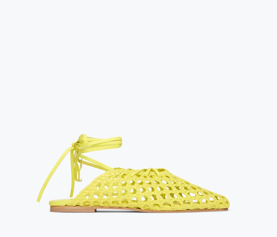 ETTA WOVEN ANKLE LACE-UP FLAT made by Freda Salvador