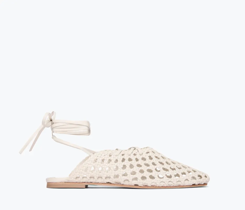 ETTA WOVEN ANKLE LACE-UP FLAT made by Freda Salvador