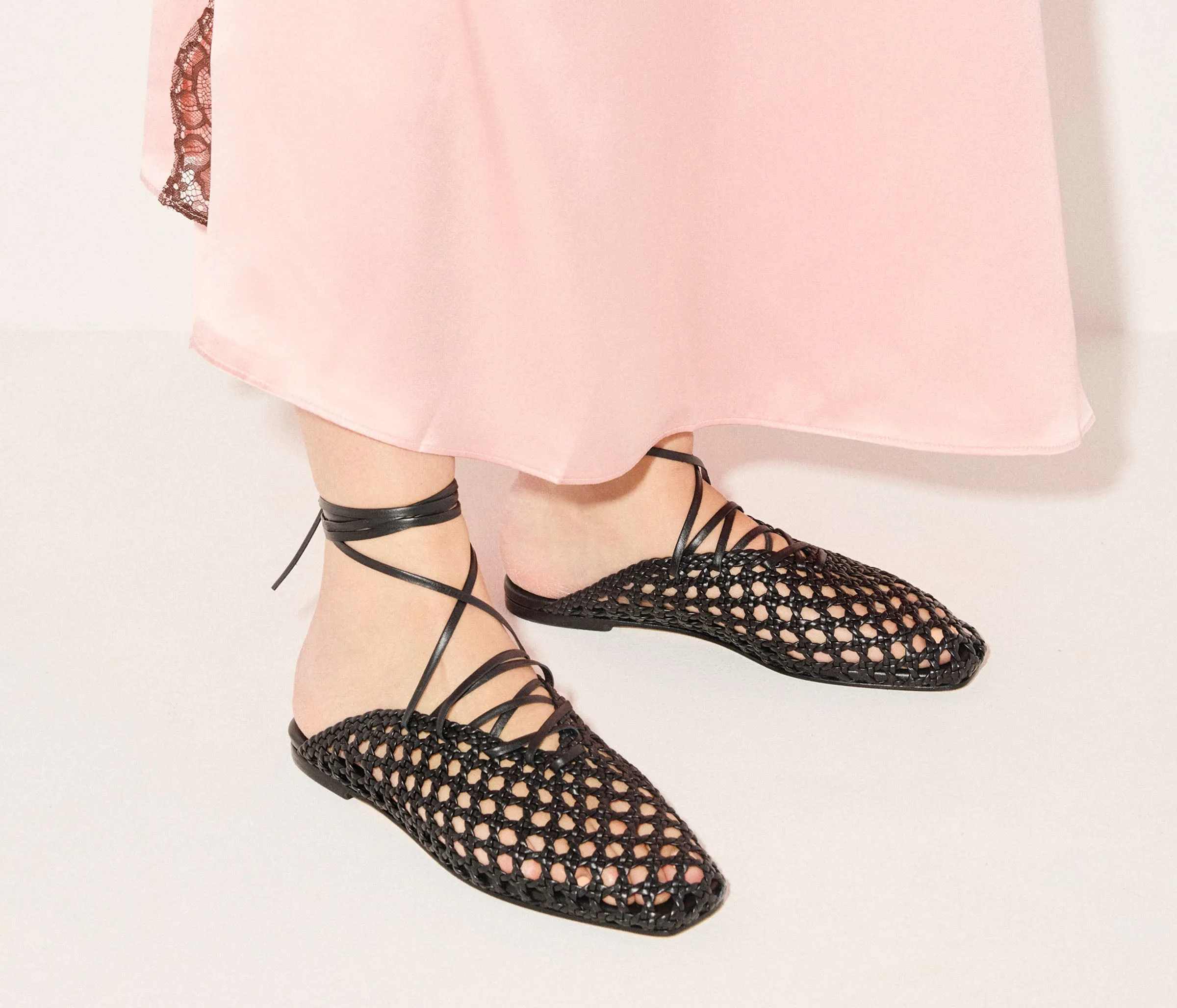 ETTA WOVEN ANKLE LACE-UP FLAT sold by Freda Salvador product image thumbnail 2