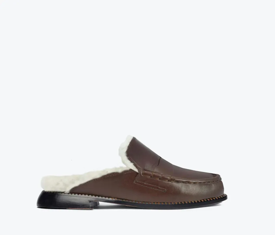 TEMI SHEARLING PENNY LOAFER MULE made by Freda Salvador