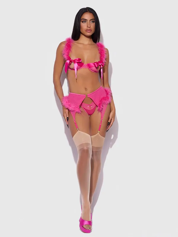 Scarlett Marabou & Mesh Garter Belt sold by Frederick's of Hollywood