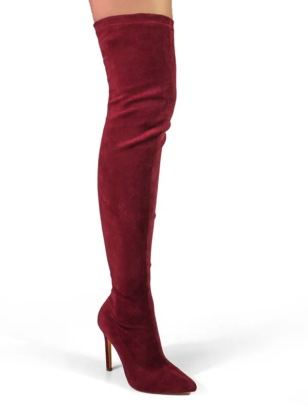 Gisele Stretchy Overknee Heeled Boots sold by Frederick's of Hollywood