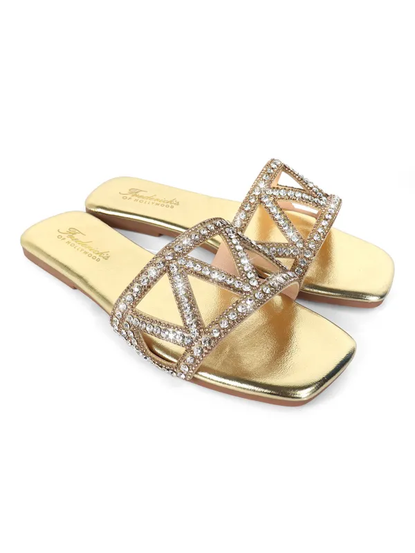 Lucy Rhinestone Flat Sandal made by Frederick's of Hollywood