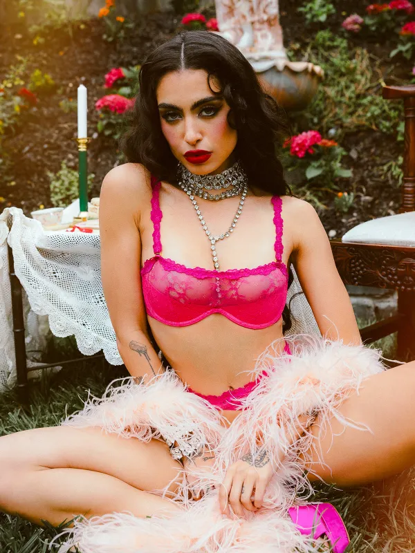 Pia Lace Push Up Half Cup Bandeau Bra sold by Frederick's of Hollywood