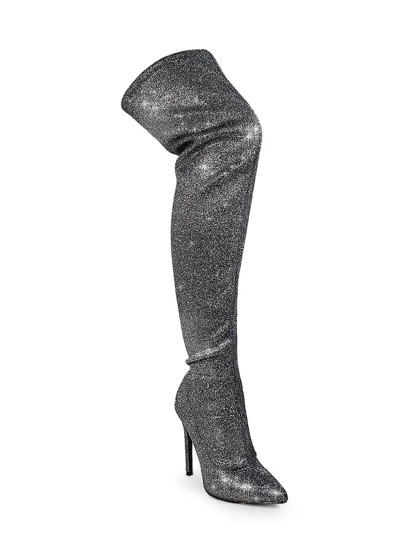 Gisele Stretchy Overknee Heeled Boots sold by Frederick's of Hollywood