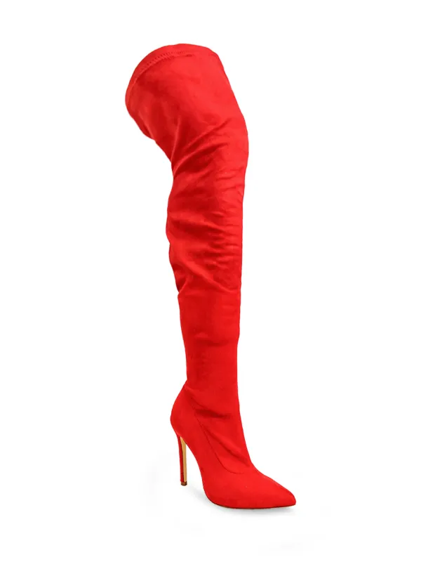 Gisele Stretchy Overknee Heeled Boots sold by Frederick's of Hollywood