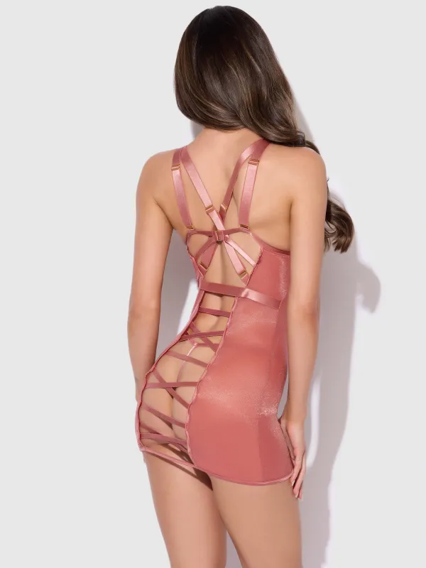 Pia Shine Mesh Strappy Back Chemise sold by Frederick's of Hollywood