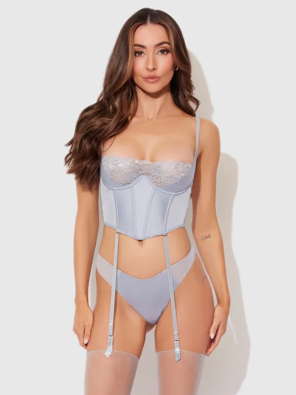 Serenity Lace & Satin Underwire Unlined Bustier sold by Frederick's of Hollywood