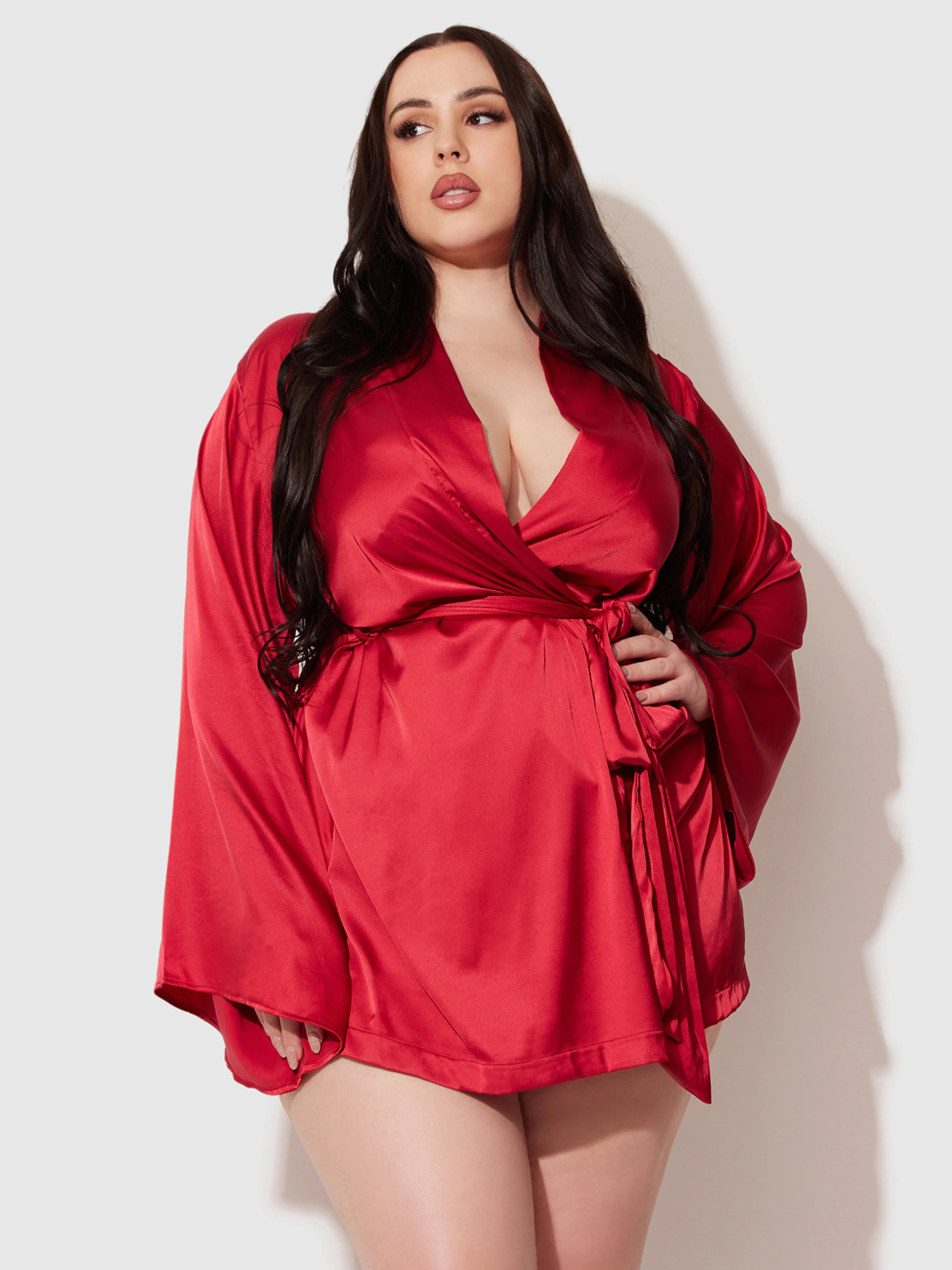Petra Satin Short Robe sold by Frederick's of Hollywood product image thumbnail 4