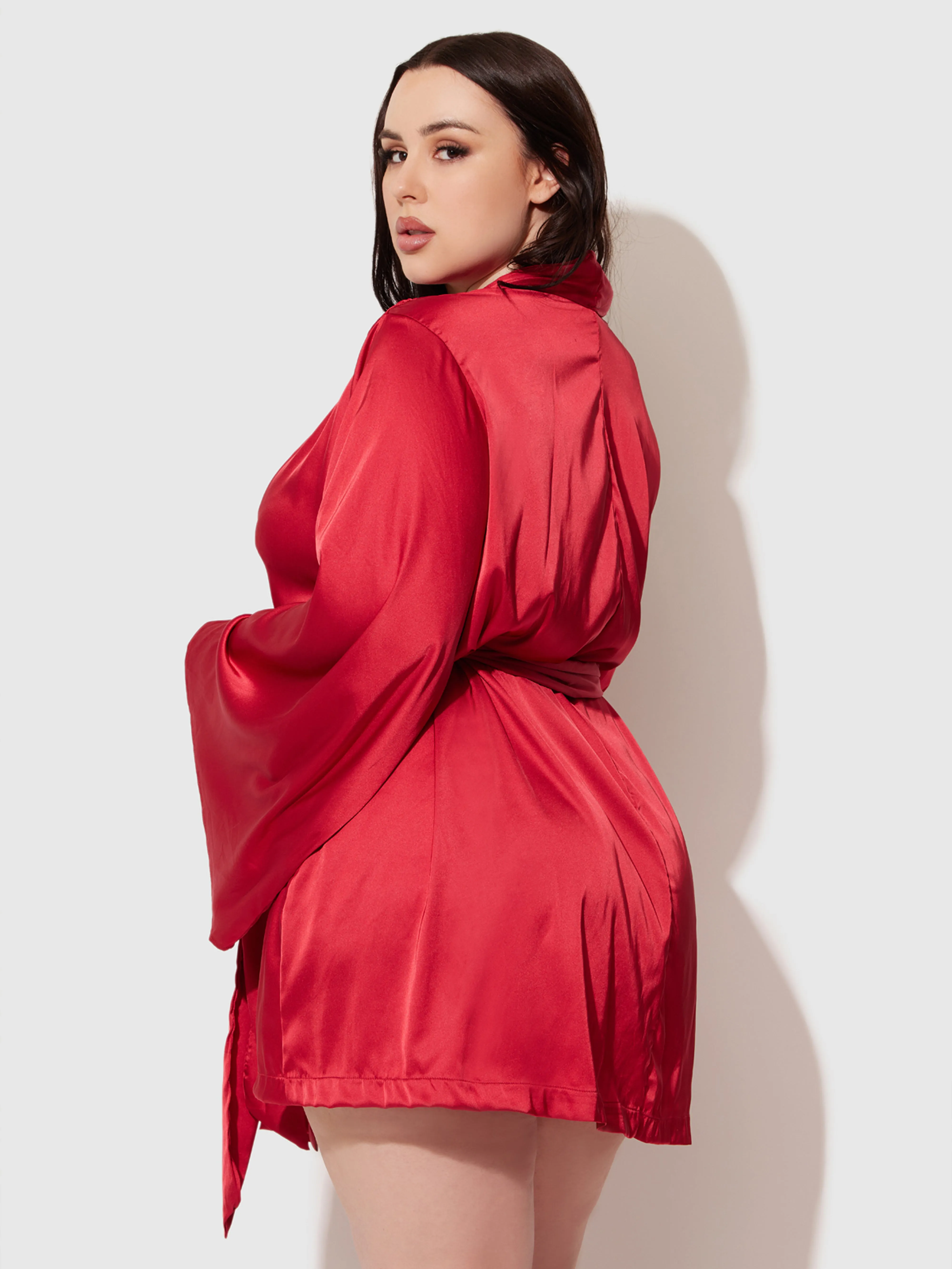 Petra Satin Short Robe sold by Frederick's of Hollywood product image thumbnail 5