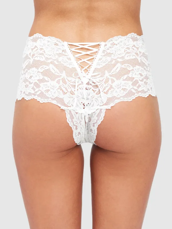 Mabel Crotchless Lace Up Back Cheeky sold by Frederick's of Hollywood