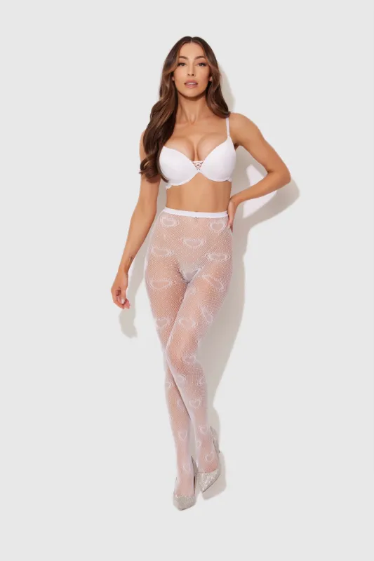Fishnet Knit Heart Tights made by Frederick's of Hollywood