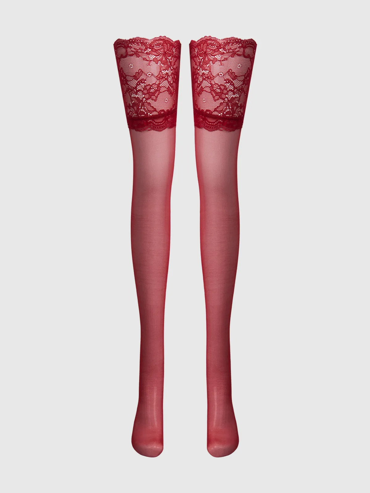 Thigh High Sheer Stayups With Tall Lace Band sold by Frederick's of Hollywood product image thumbnail 5