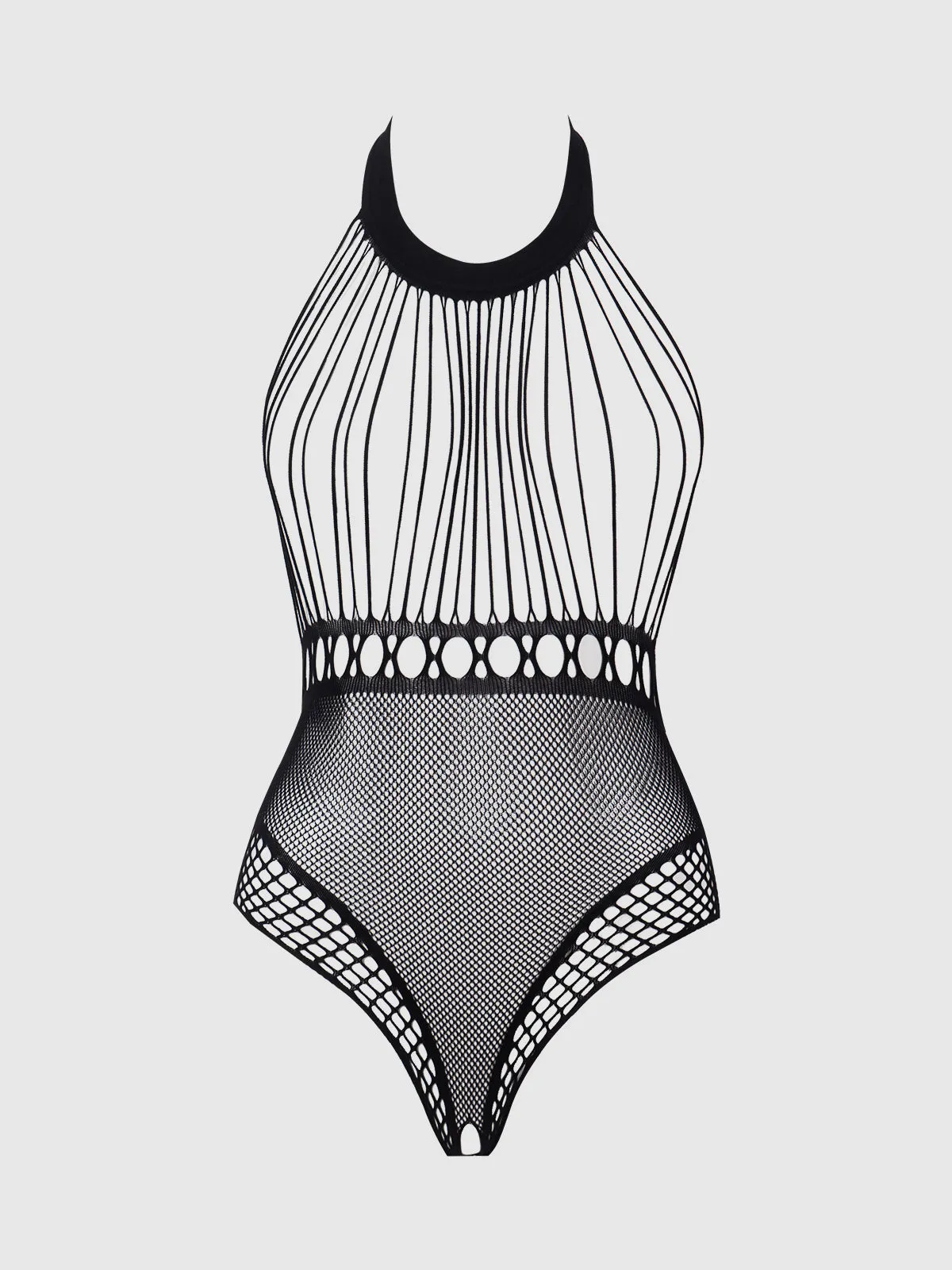 Halter Teddy Open Bust Bodystocking sold by Frederick's of Hollywood product image thumbnail 5