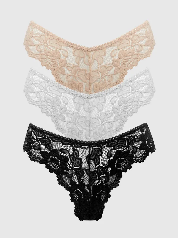 Jessica Lace Tanga 3 Pack made by Frederick's of Hollywood