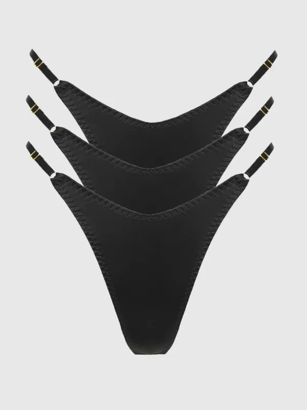 Rising Star Liquid Satin Thong 3 Pack made by Frederick's of Hollywood