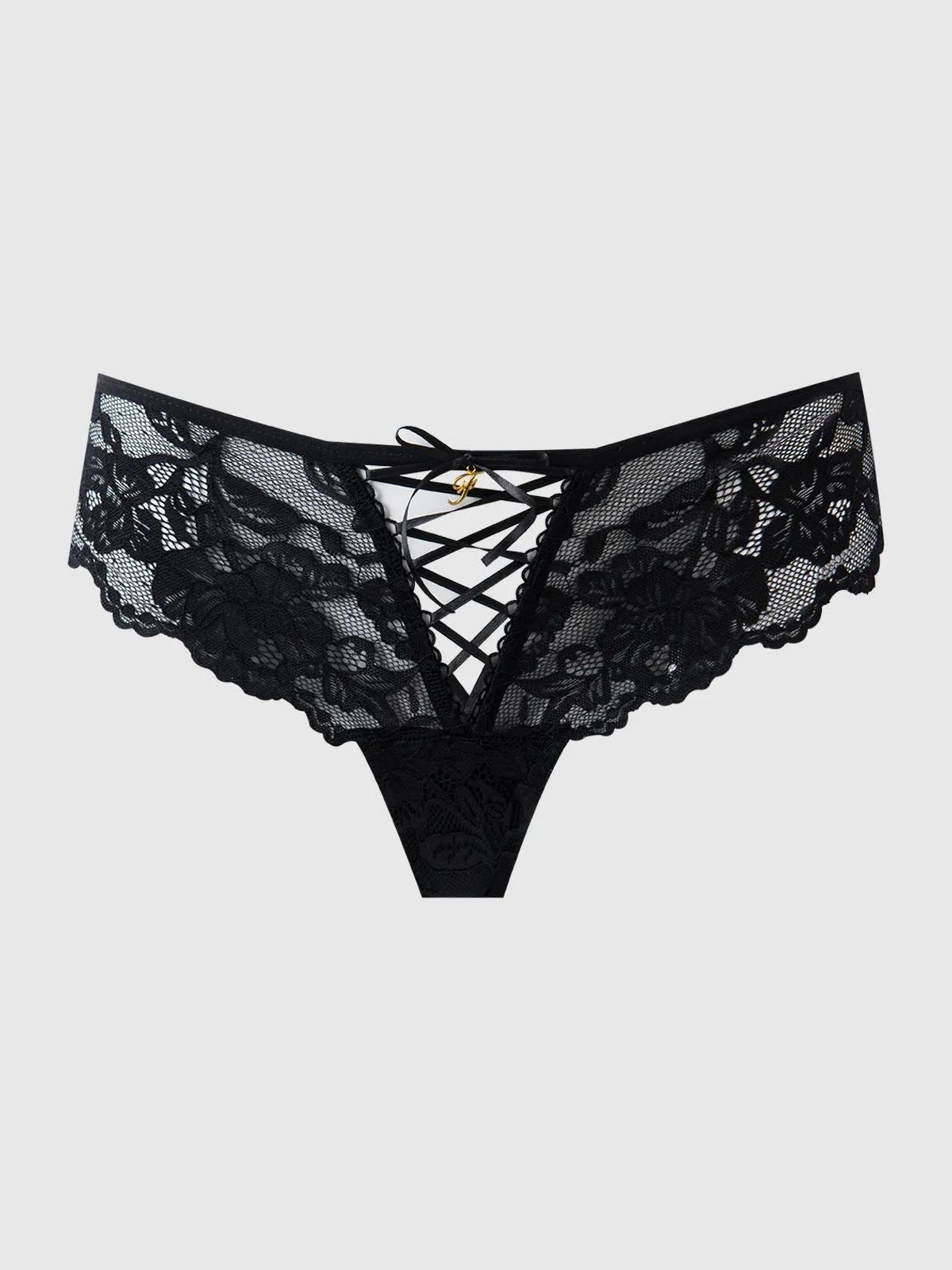 Mabel Lace Up Front Tanga 3 Pack sold by Frederick's of Hollywood product image thumbnail 4