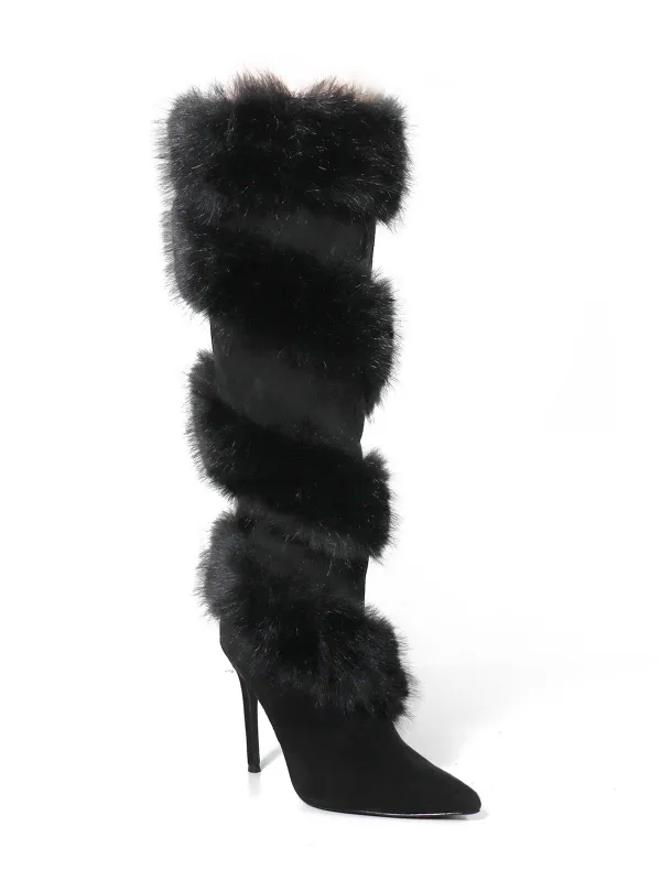 Holly Feather Over the Knee High Boots made by Frederick's of Hollywood