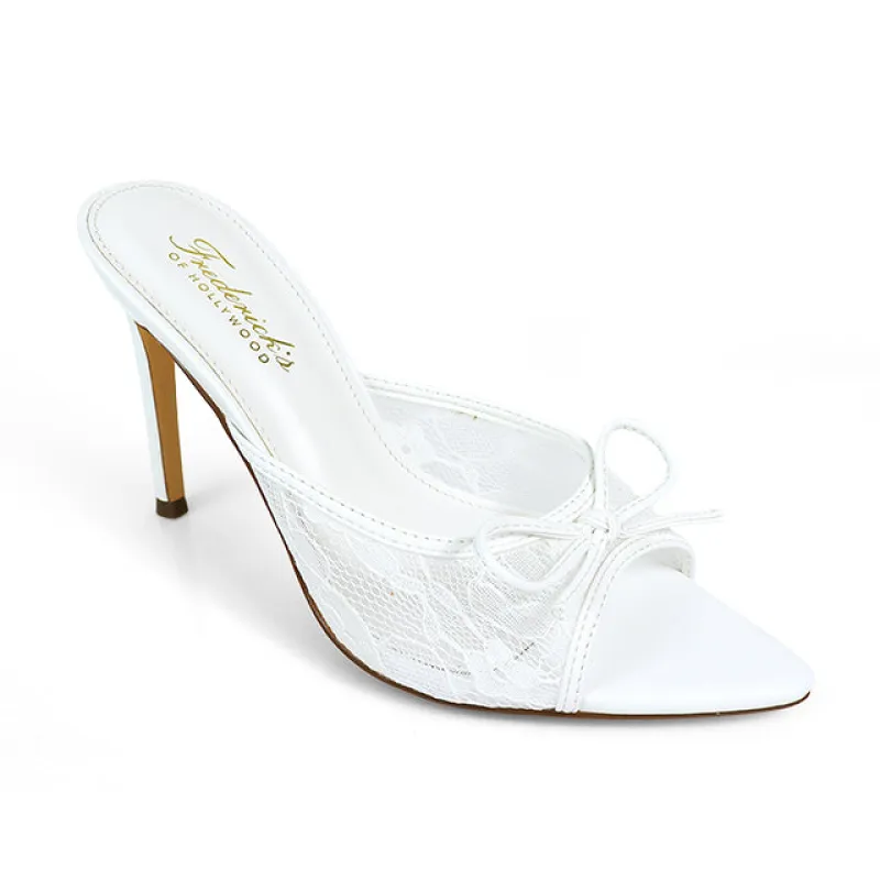 Lacey Pointed Toe Lace Bow Heels made by Frederick's of Hollywood