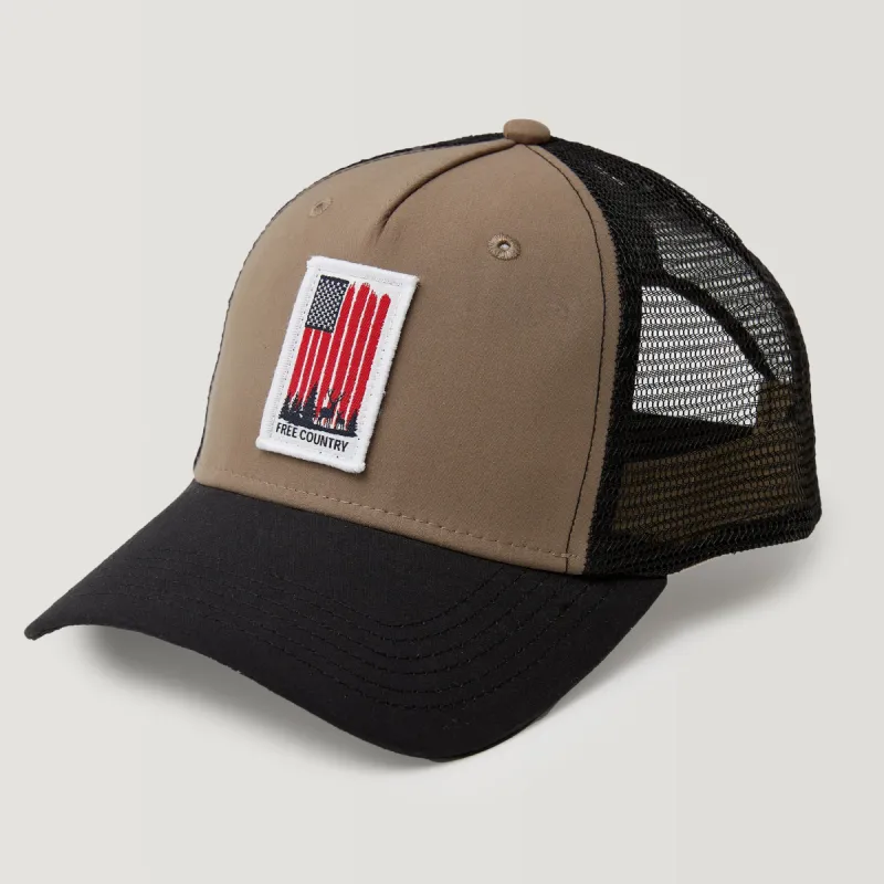 Free Country Five Panel American Flag Trucker Hat sold by Free Country