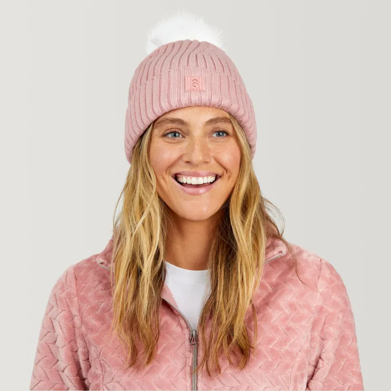 Women's Rib Knit Cuffed Beanie with Pom sold by Free Country