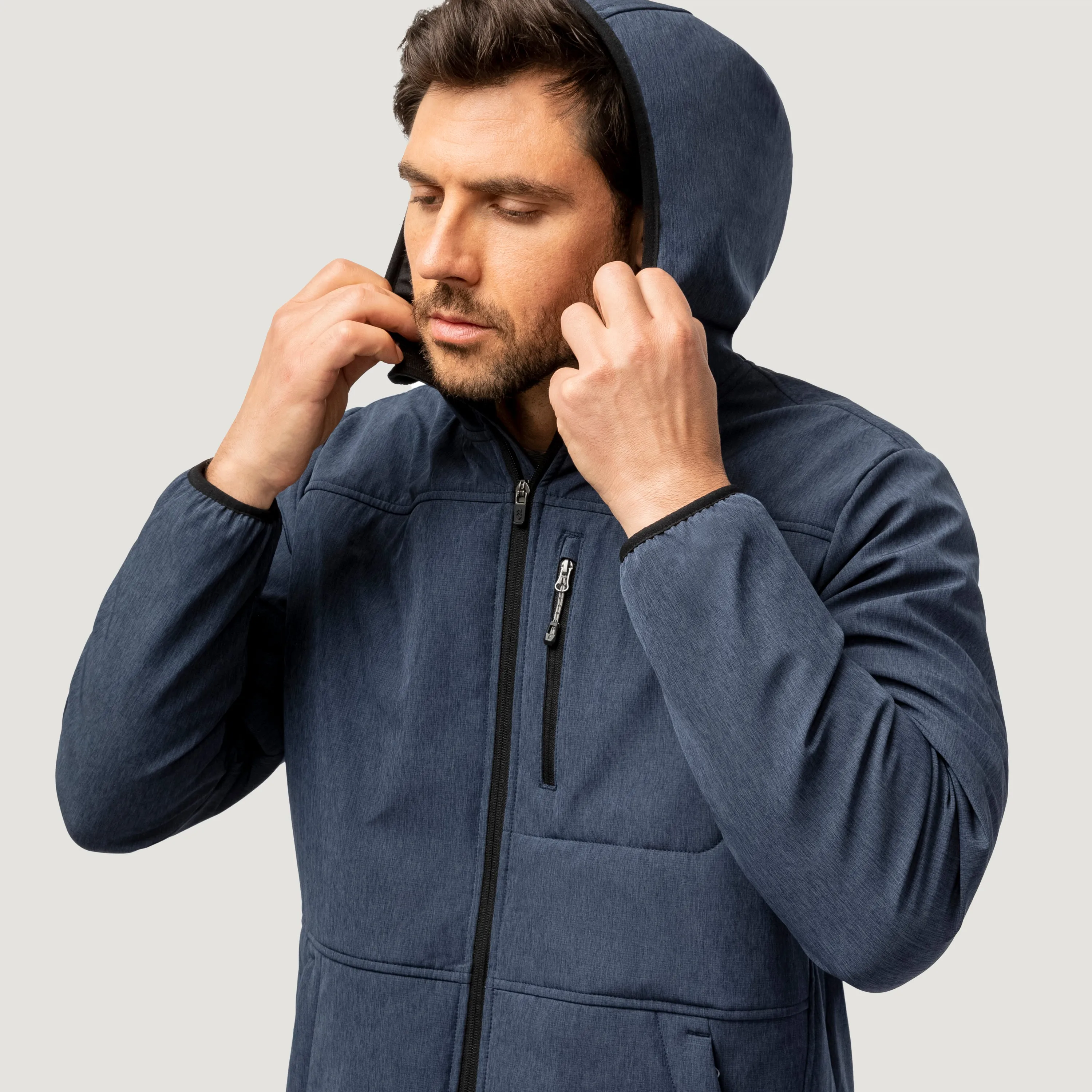 Men's Melange Stretch Full Zip Hoodie sold by Free Country product image thumbnail 2