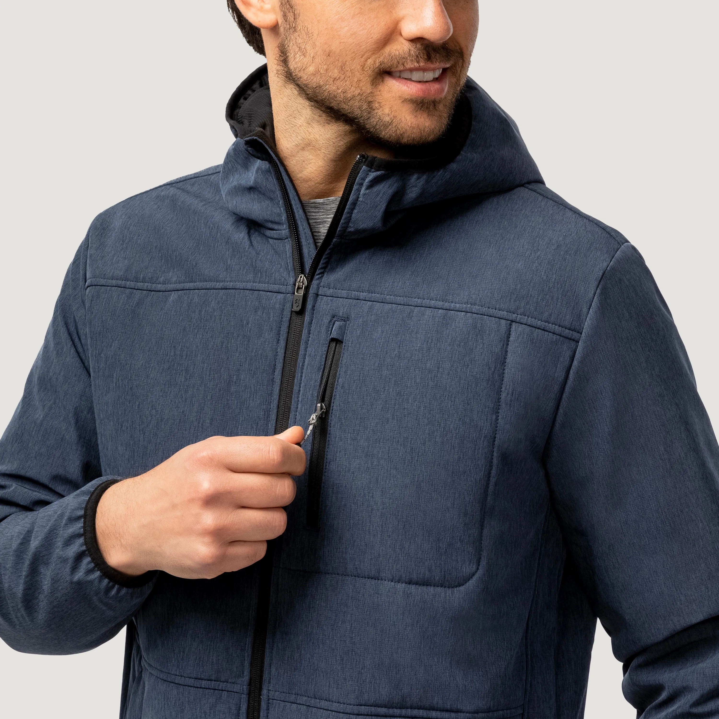 Men's Melange Stretch Full Zip Hoodie sold by Free Country product image thumbnail 5