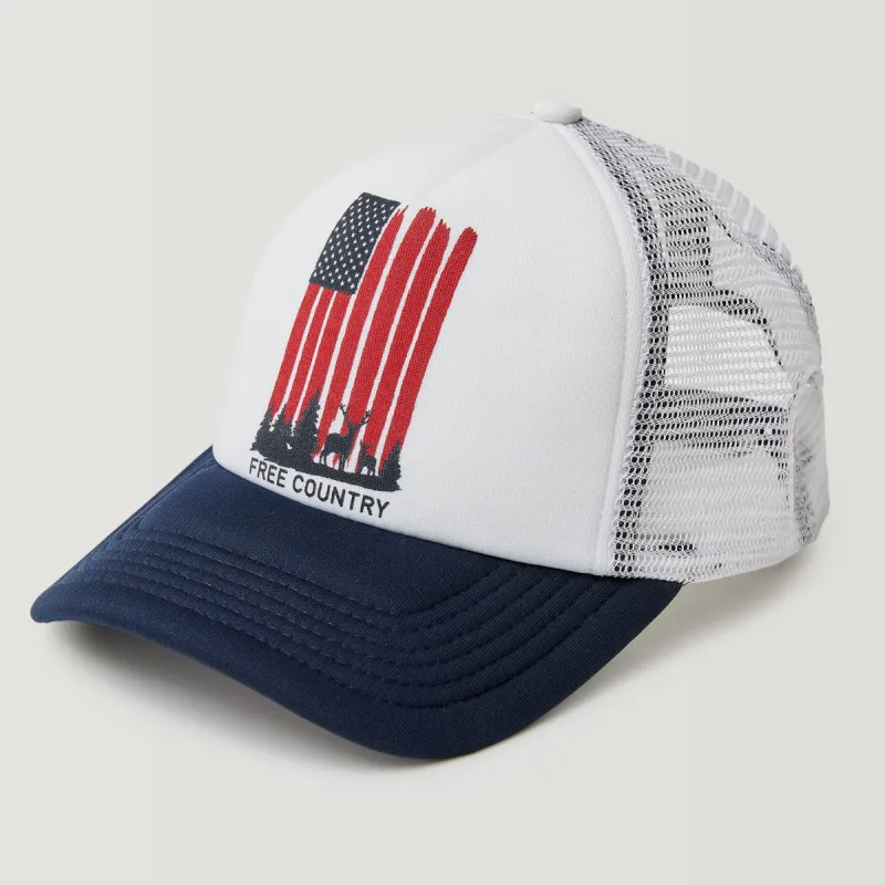 Free Country Five Panel American Flag Foam Trucker Hat sold by Free Country