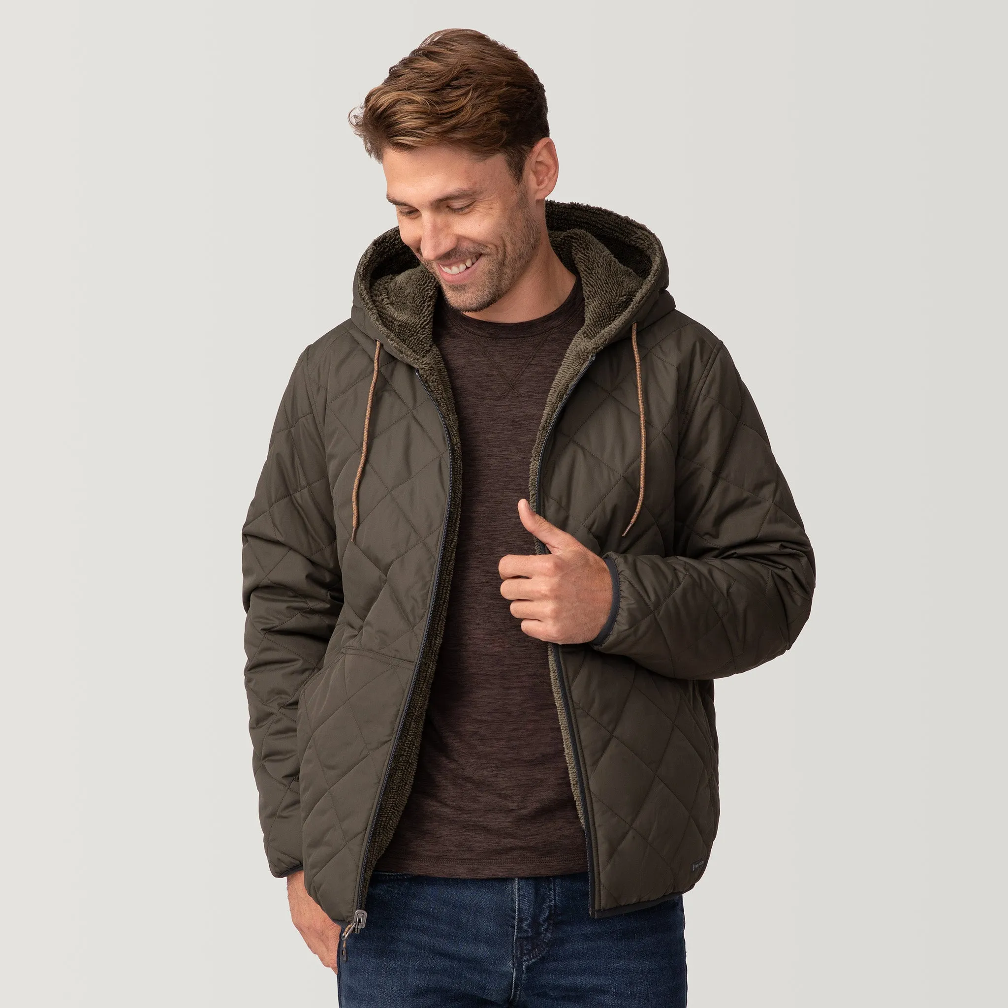 Men's Atlas Hooded Quilted Reversible Sherpa Jacket sold by Free Country product image thumbnail 2