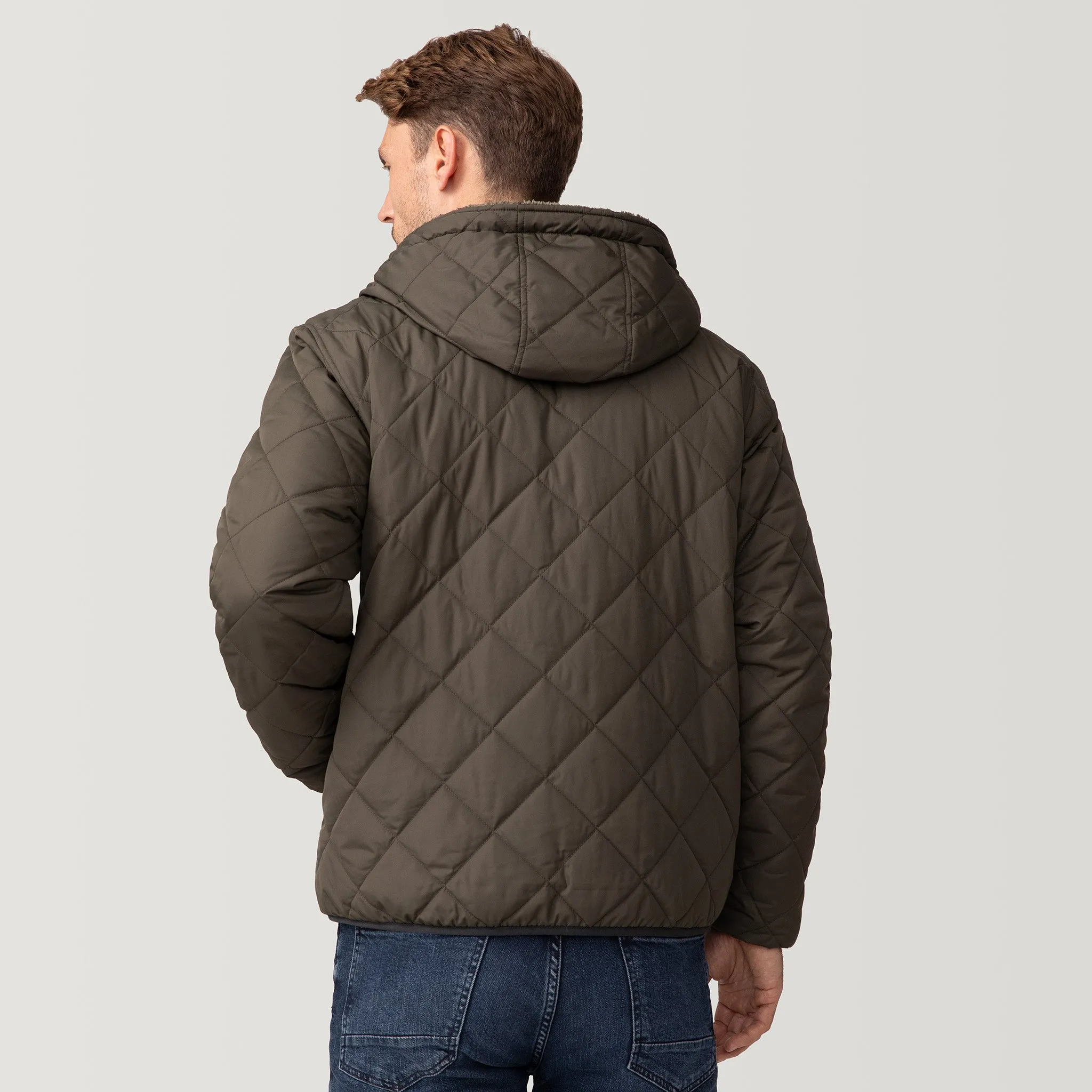 Men's Atlas Hooded Quilted Reversible Sherpa Jacket sold by Free Country product image thumbnail 4