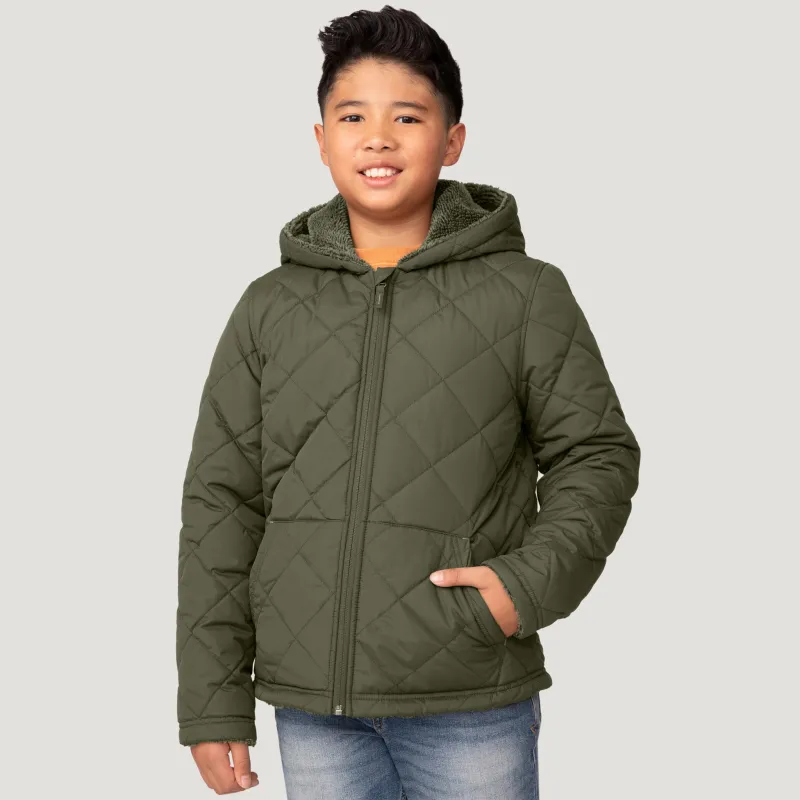 Boys' Quilted Reversible Hooded Jacket sold by Free Country