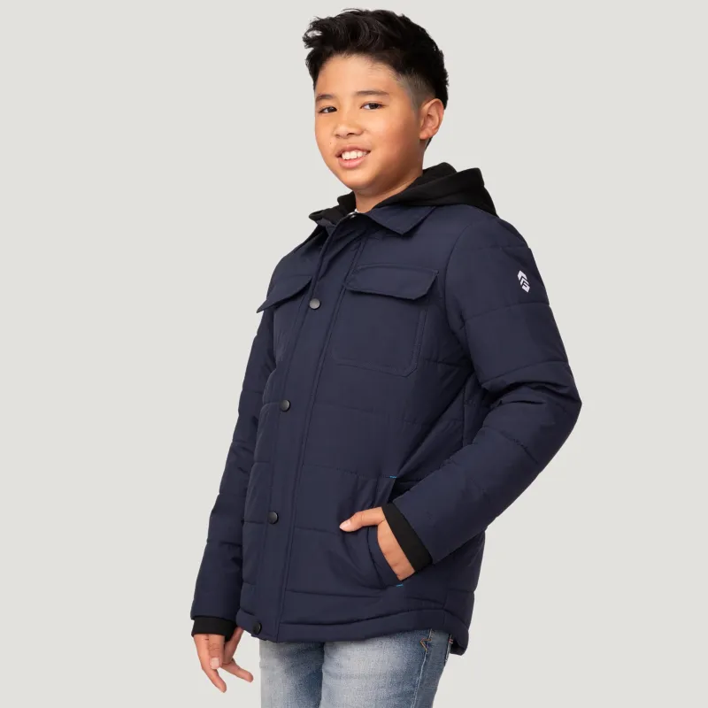 Boys' Puffer Hoodie Shacket sold by Free Country