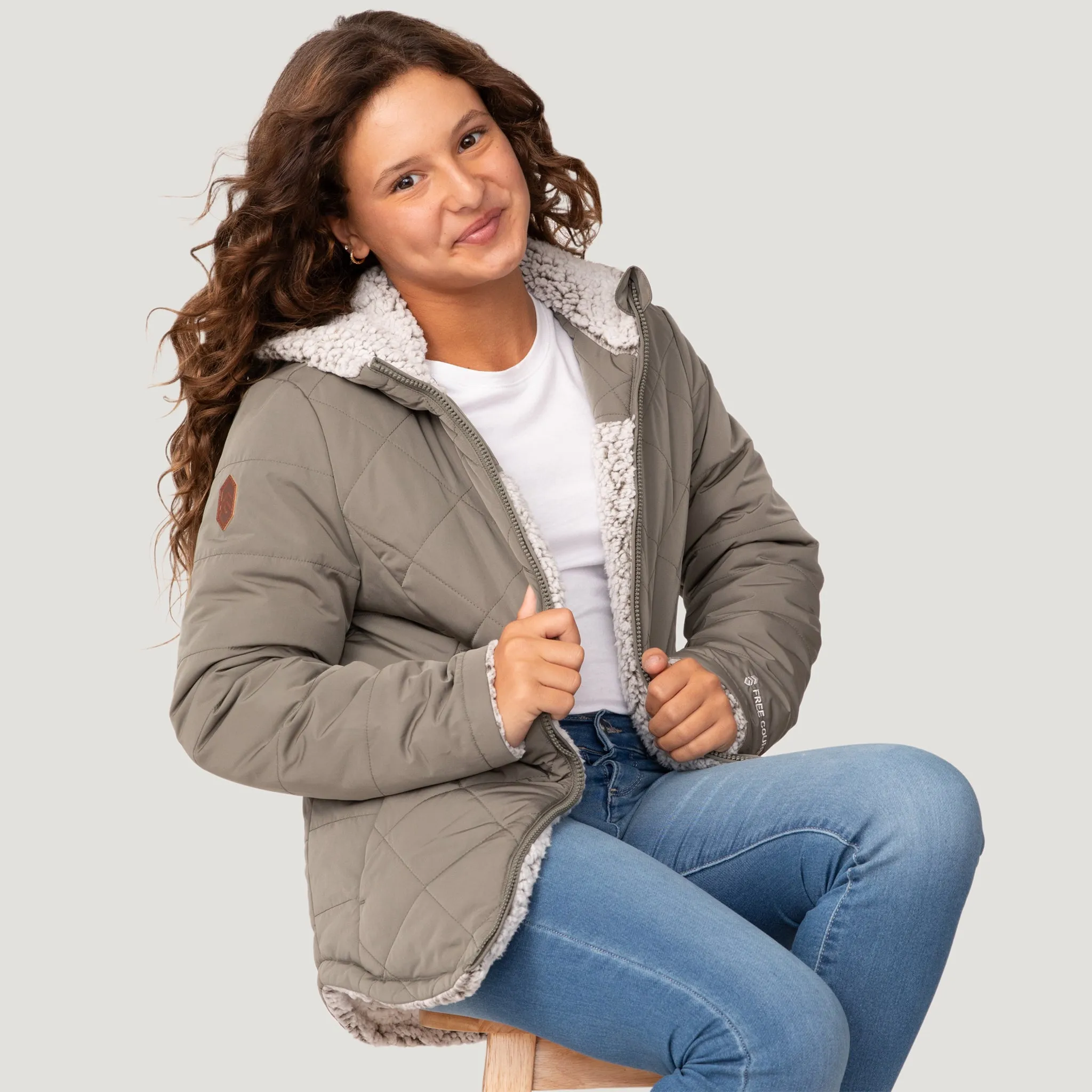 Girls' Stratus Lite Reversible Jacket sold by Free Country product image thumbnail 3