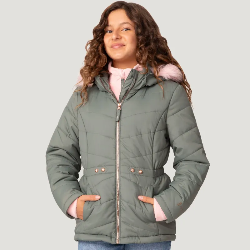 Girls' Bib Puffer Jacket sold by Free Country