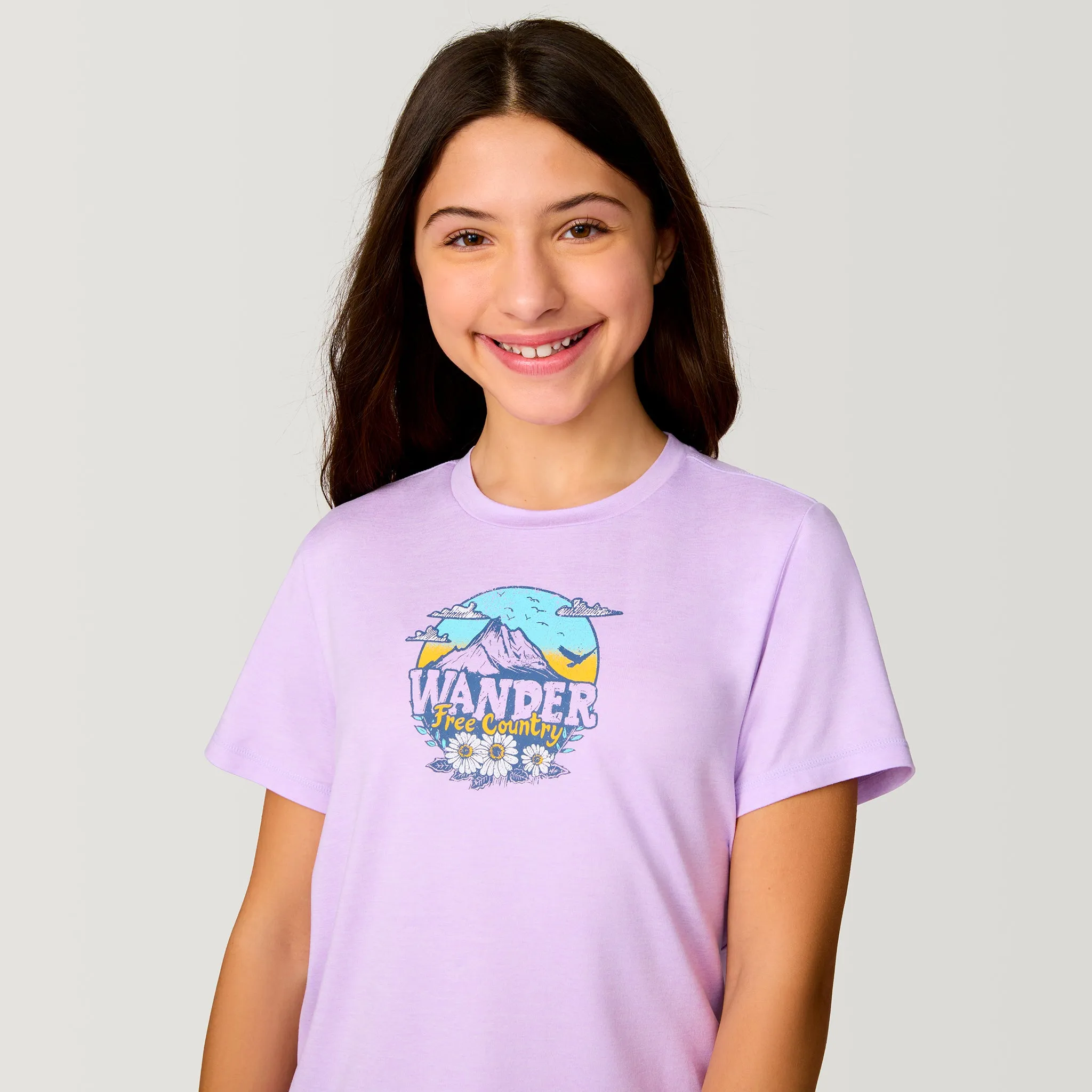 Girls' Microtech® Graphic Crew Neck Shirt sold by Free Country