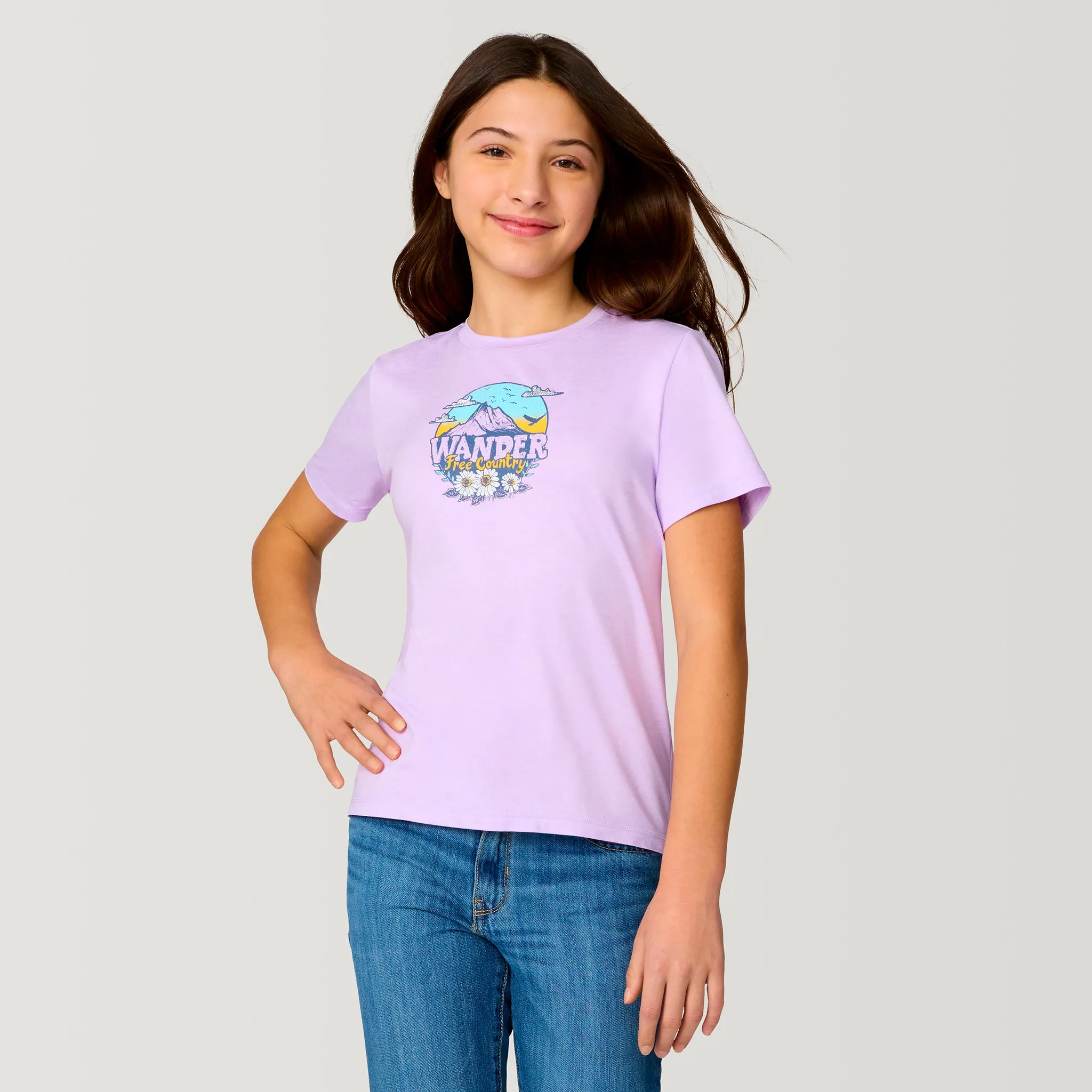 Girls' Microtech® Graphic Crew Neck Shirt sold by Free Country product image thumbnail 2