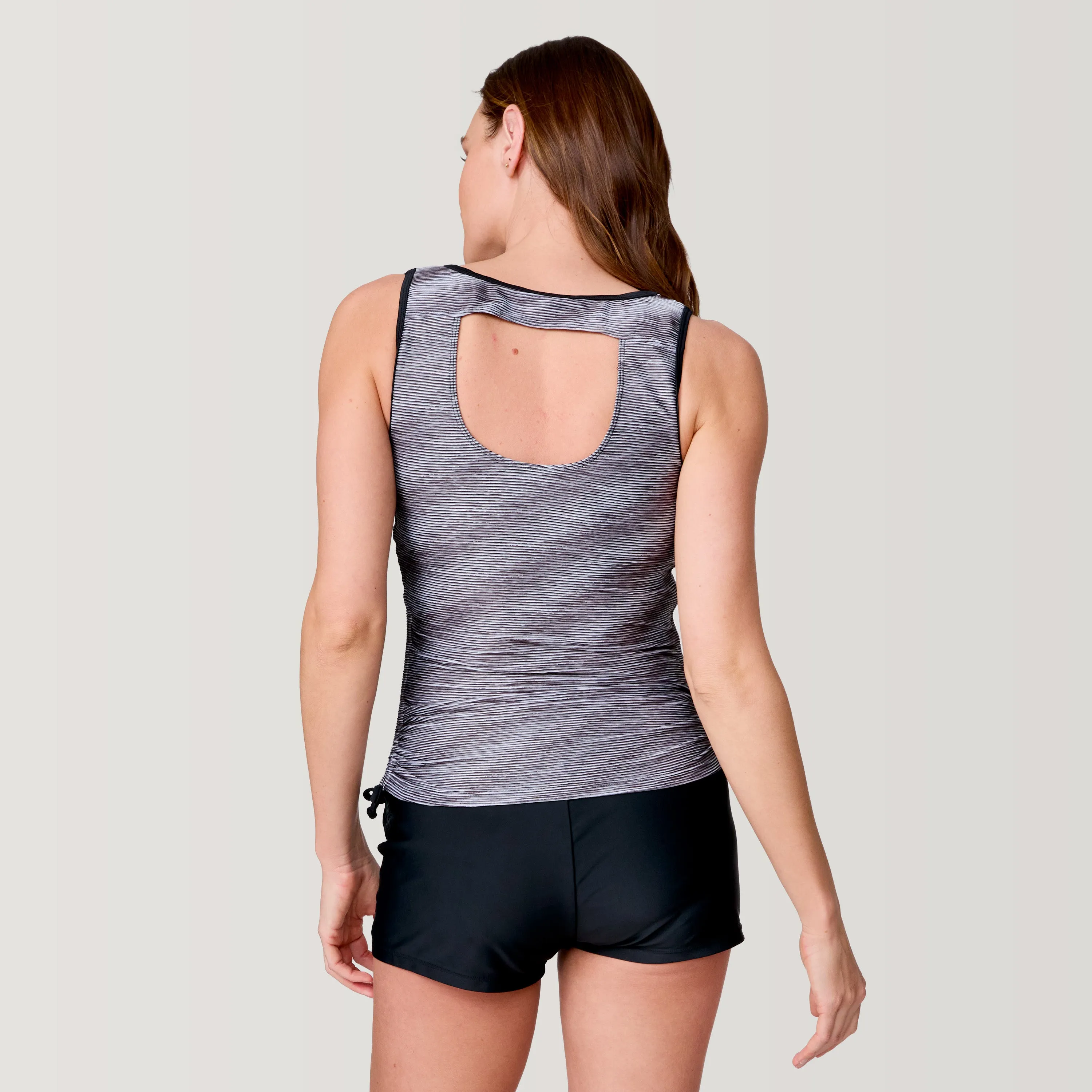 Women's Textured Stripe Full Side Shirring Tankini Top sold by Free Country product image thumbnail 4