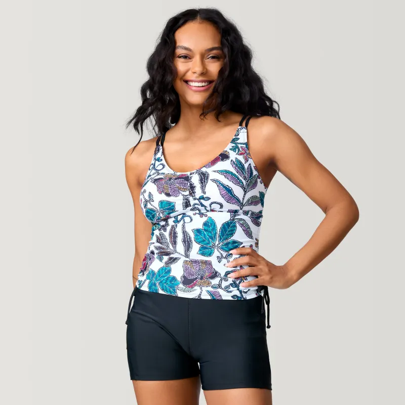 Women's Sunlit Floral Side Shirred V-Neck Tankini Top sold by Free Country