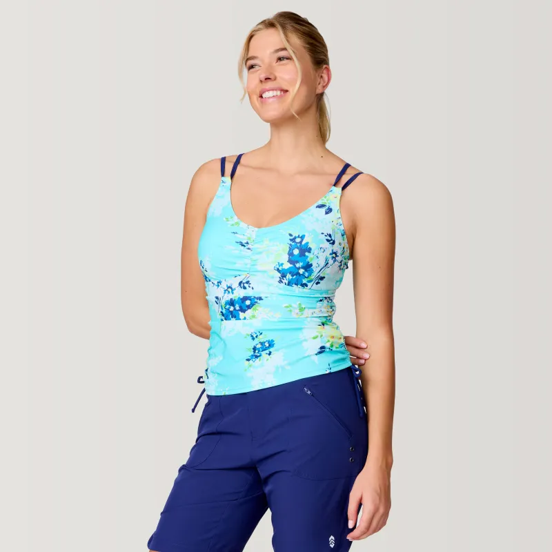 Women's Poolside Bouquet Side Shirred V-Neck Tankini Top sold by Free Country